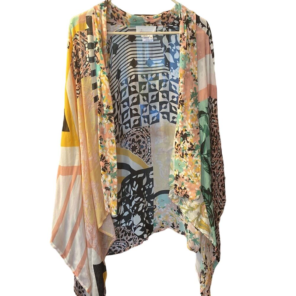 Anthropologie Sheer Floral Patterned Kimono Coverup Beach Robe Women’s One Size - Picture 6 of 10